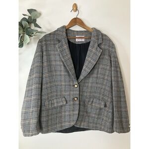 Vintage Womens Pendleton Blazer Jacket Houndstooth Size 14 P Crown Button Wool